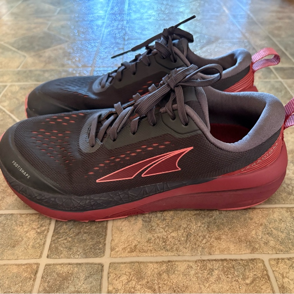 Altra Black and Red Athletic Shoes with Breathable Mesh